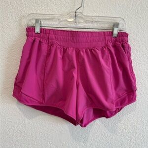 Lululemon Hotty Hot 4” High Rise Lined Pink Shorts Size 10.